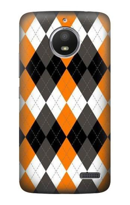 S3421 Black Orange White Argyle Plaid Case For Motorola Moto E4