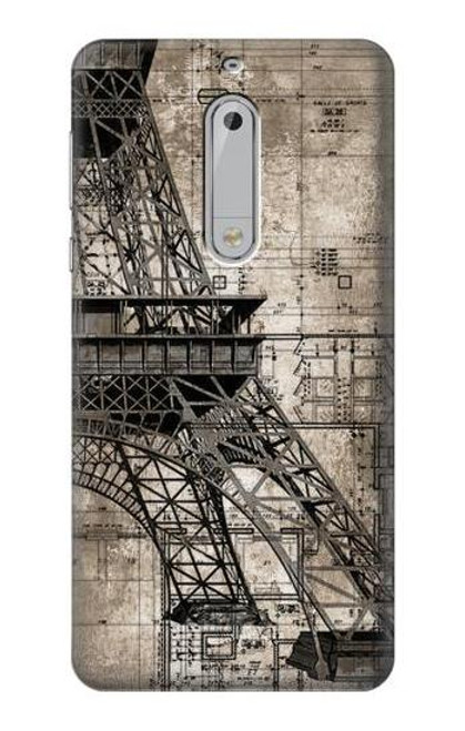 S3416 Eiffel Tower Blueprint Case For Nokia 5