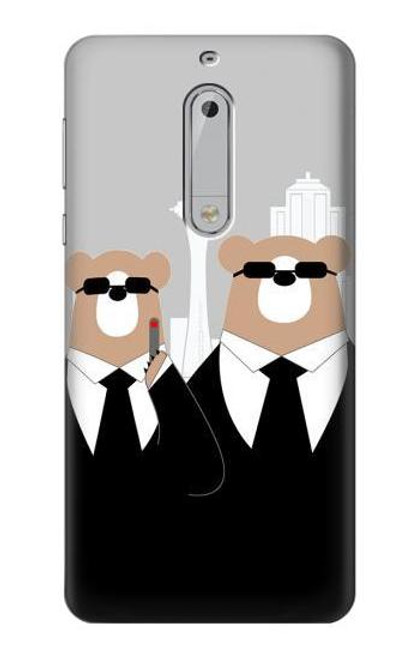 S3557 Bear in Black Suit Case For Nokia 5