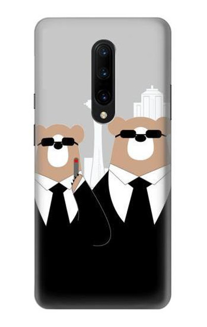 S3557 Bear in Black Suit Case For OnePlus 7 Pro