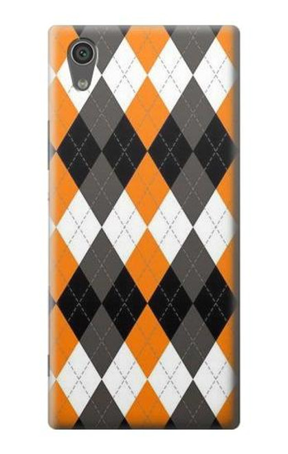 S3421 Black Orange White Argyle Plaid Case For Sony Xperia XA1