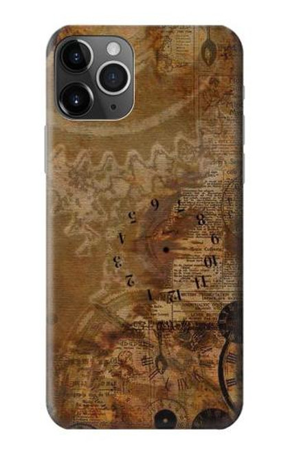 S3456 Vintage Paper Clock Steampunk Case For iPhone 11 Pro Max