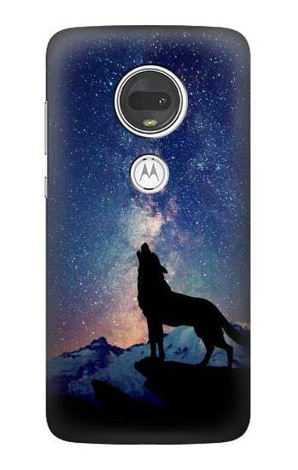 S3555 Wolf Howling Million Star Case For Motorola Moto G7, Moto G7 Plus