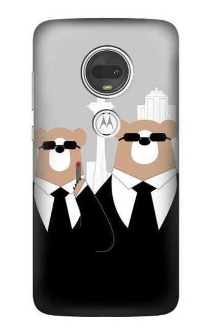 S3557 Bear in Black Suit Case For Motorola Moto G7, Moto G7 Plus
