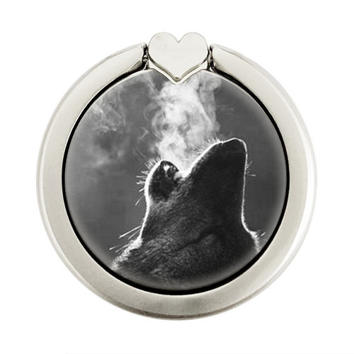 S3505 Wolf Howling Graphic Ring Holder and Pop Up Grip