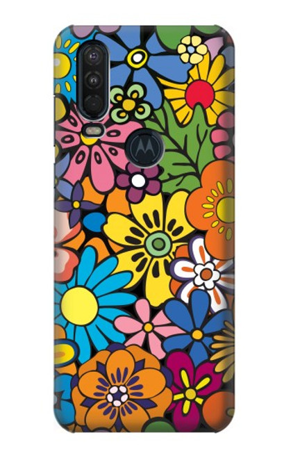 S3281 Colorful Hippie Flowers Pattern Case For Motorola One Action (Moto P40 Power)