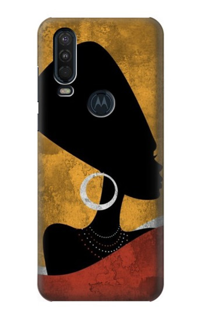 S3453 African Queen Nefertiti Silhouette Case For Motorola One Action (Moto P40 Power)