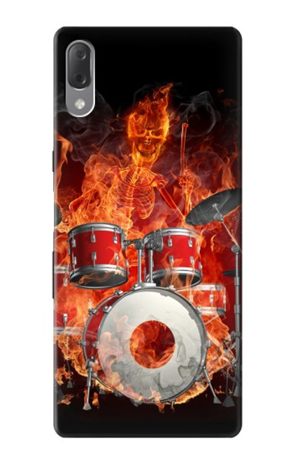 S1431 Skull Drum Fire Rock Case For Sony Xperia L3