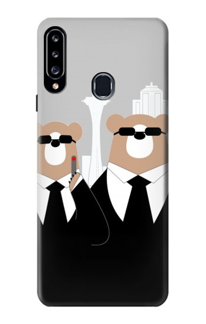 S3557 Bear in Black Suit Case For Samsung Galaxy A20s
