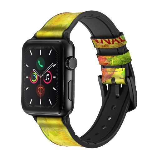 CA0358 Canada Autumn Maple Leaf Leather & Silicone Smart Watch Band Strap For Apple Watch iWatch