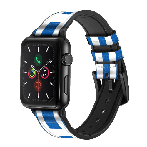 CA0579 Flag of Greece Leather & Silicone Smart Watch Band Strap For Apple Watch iWatch