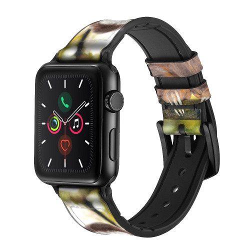 CA0581 Cute Baby Sloth Paint Leather & Silicone Smart Watch Band Strap For Apple Watch iWatch