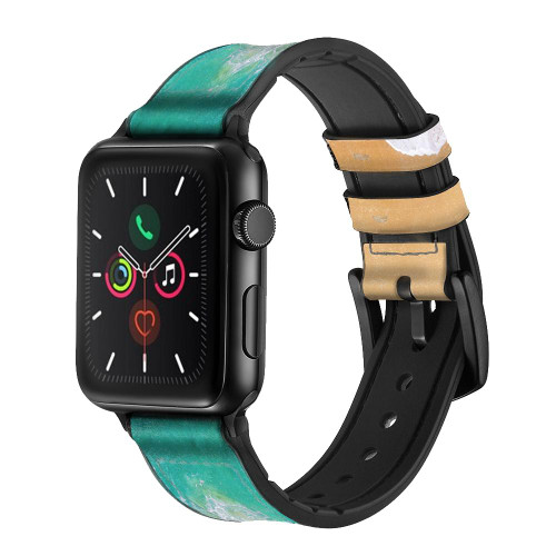 CA0588 Sea Beach Leather & Silicone Smart Watch Band Strap For Apple Watch iWatch