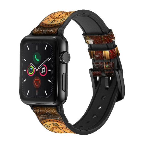 CA0598 Grandfather Clock Leather & Silicone Smart Watch Band Strap For Apple Watch iWatch