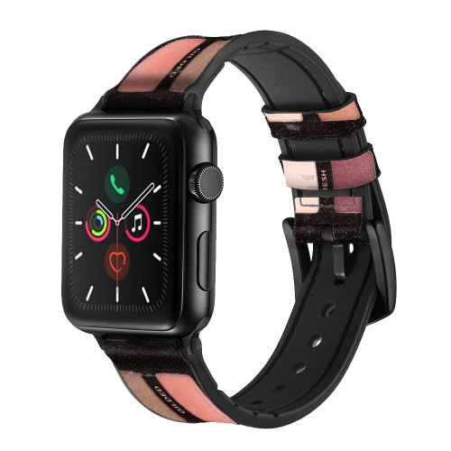 CA0602 Lip Palette Leather & Silicone Smart Watch Band Strap For Apple Watch iWatch