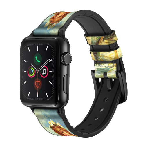 CA0603 Little Mermaid Painting Leather & Silicone Smart Watch Band Strap For Apple Watch iWatch