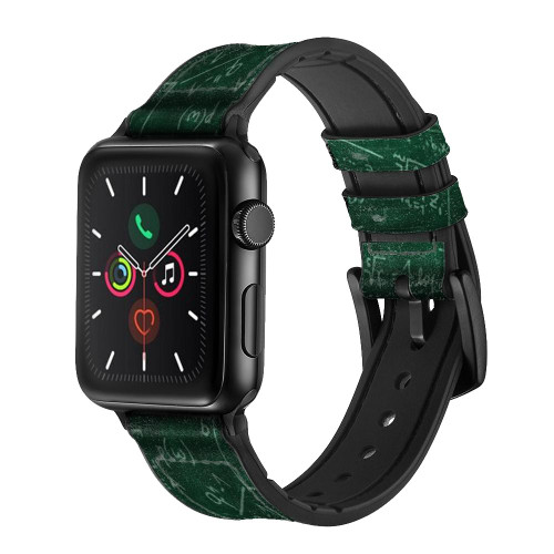 CA0606 Math Formula Greenboard Leather & Silicone Smart Watch Band Strap For Apple Watch iWatch