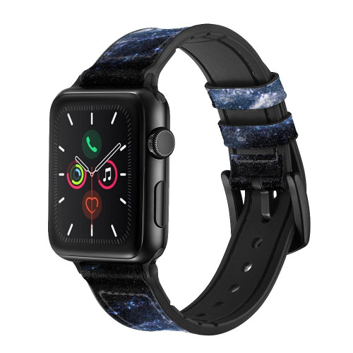 CA0607 Milky Way Galaxy Leather & Silicone Smart Watch Band Strap For Apple Watch iWatch
