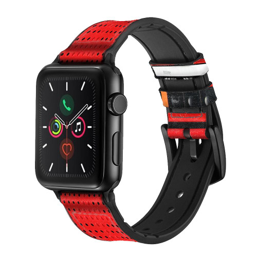 CA0611 Red Cassette Recorder Graphic Leather & Silicone Smart Watch Band Strap For Apple Watch iWatch