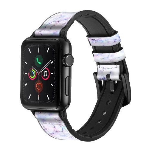 CA0619 Seamless Pink Marble Leather & Silicone Smart Watch Band Strap For Apple Watch iWatch