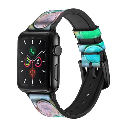 CA0627 Watercolor Mixing Leather & Silicone Smart Watch Band Strap For Apple Watch iWatch