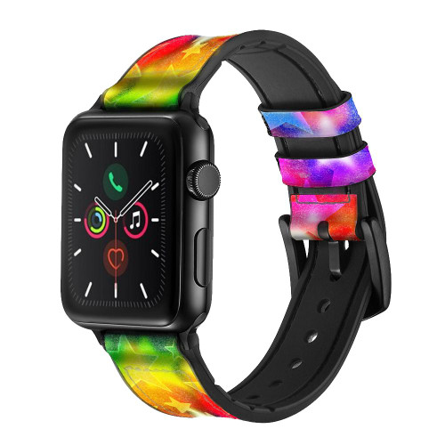 CA0652 Colourful Disco Star Leather & Silicone Smart Watch Band Strap For Apple Watch iWatch