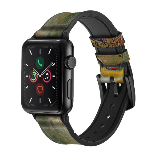 CA0672 Vincent Van Gogh Skull Leather & Silicone Smart Watch Band Strap For Apple Watch iWatch