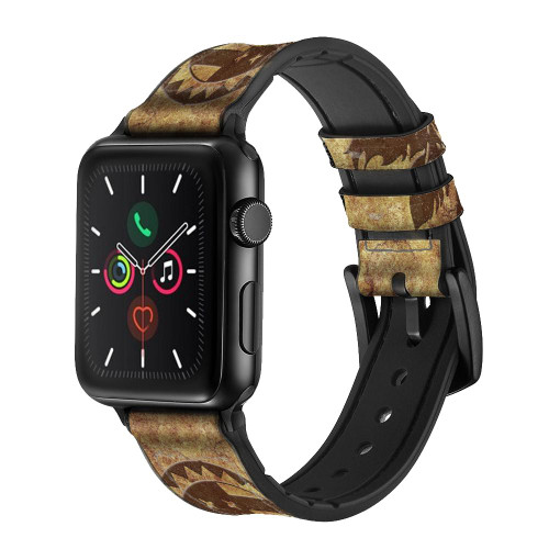 CA0684 Native American Leather & Silicone Smart Watch Band Strap For Apple Watch iWatch