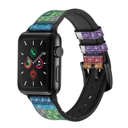CA0687 Periodic Table Leather & Silicone Smart Watch Band Strap For Apple Watch iWatch