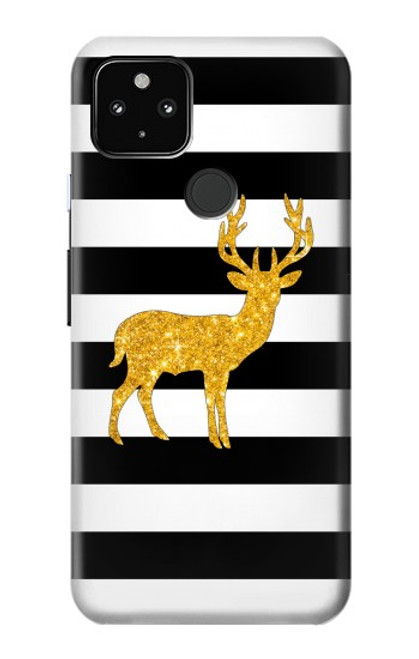 S2794 Black and White Striped Deer Gold Sparkles Case For Google Pixel 4a 5G