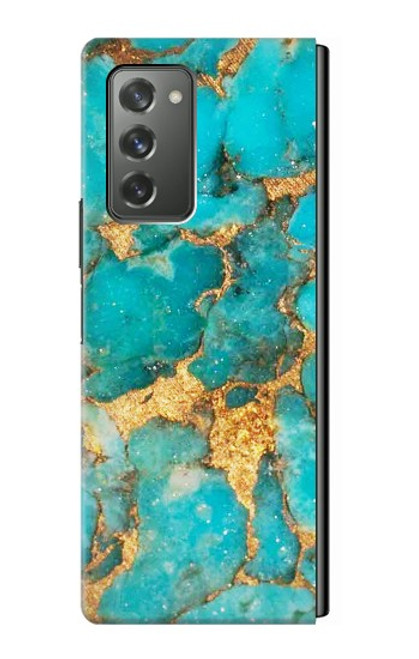 S2906 Aqua Turquoise Stone Case For Samsung Galaxy Z Fold2 5G