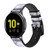 CA0264 Dark Blue Marble Texture Graphic Print Leather & Silicone Smart Watch Band Strap For Samsung Galaxy Watch, Gear, Active