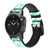 CA0199 Mint Chevron Zigzag Leather & Silicone Smart Watch Band Strap For Garmin Smartwatch