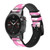 CA0792 Pink Floral Pattern Leather & Silicone Smart Watch Band Strap For Garmin Smartwatch