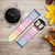 CA0798 Colorful Rainbow Pastel Leather & Silicone Smart Watch Band Strap For Garmin Smartwatch