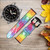CA0195 Tie Dye Colorful Graphic Printed Leather & Silicone Smart Watch Band Strap For Wristwatch Smartwatch