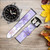 CA0282 Purple White Flowers Leather & Silicone Smart Watch Band Strap For Wristwatch Smartwatch