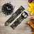 CA0457 Army Green Woodland Camo Leather & Silicone Smart Watch Band Strap For Wristwatch Smartwatch