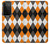 S3421 Black Orange White Argyle Plaid Case For Samsung Galaxy S21 Ultra 5G