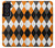 S3421 Black Orange White Argyle Plaid Case For Samsung Galaxy S21 FE 5G