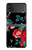 S3112 Rose Floral Pattern Black Case For Samsung Galaxy Z Flip 3 5G
