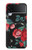 S3112 Rose Floral Pattern Black Case For Samsung Galaxy Z Flip 3 5G