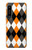 S3421 Black Orange White Argyle Plaid Case For Sony Xperia 1 IV