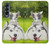S3795 Kitten Cat Playful Siberian Husky Dog Paint Case For Samsung Galaxy Z Fold 4