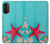 S3428 Aqua Wood Starfish Shell Case For Motorola Moto G52, G82 5G