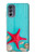 S3428 Aqua Wood Starfish Shell Case For Motorola Moto G62 5G