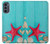 S3428 Aqua Wood Starfish Shell Case For Motorola Moto G62 5G