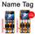 S3421 Black Orange White Argyle Plaid Case For Motorola Razr 40 Ultra