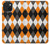 S3421 Black Orange White Argyle Plaid Case For iPhone 15