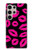 S2933 Pink Lips Kisses on Black Case For Samsung Galaxy S24 Ultra